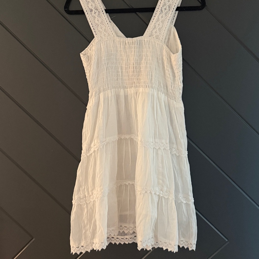 White Lace 100% Cotton Tiered Boho Sundress Made in India - Picture 7 of 8
